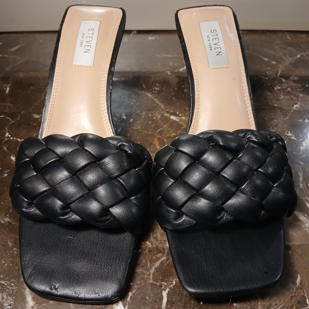 Steve Madden Black Braided 3" Heels - Picture 2 of 15